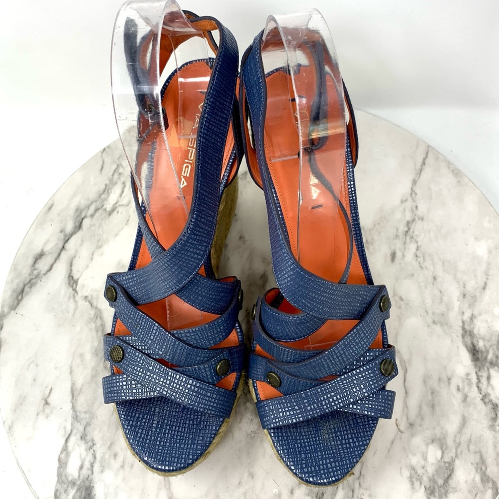 Via Spiga Karla Textured Open Toe Espadrille Wedge 8.5 Classic Resortwear Summer - Picture 6 of 16